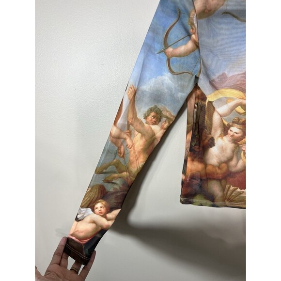 Forever 21 Ladies Crop Sheer Top Stretchy Renaissance Painting Long Sleeve Small - Picture 6 of 9